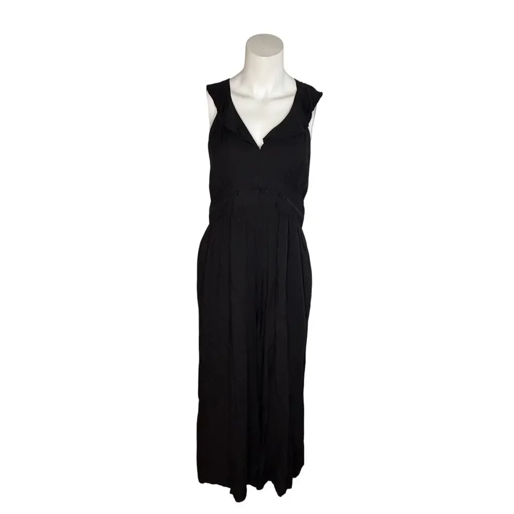 Maeve by Anthropologie Jumpsuit Women's 12 Black Crop Wide Leg MSRP$168